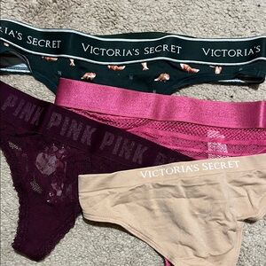 Victoria's Secret and PINK Panty Collection - Black, Pink, Burgundy, Tan bundle